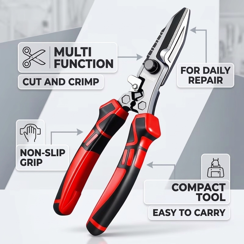 Multi Tool Plier - Ciseaux multifonctionnels pour électriciens, coupe-fils, outil